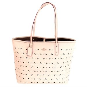 COACH CITY TOTE PERFORATED CROSSGRAIN LEATHER